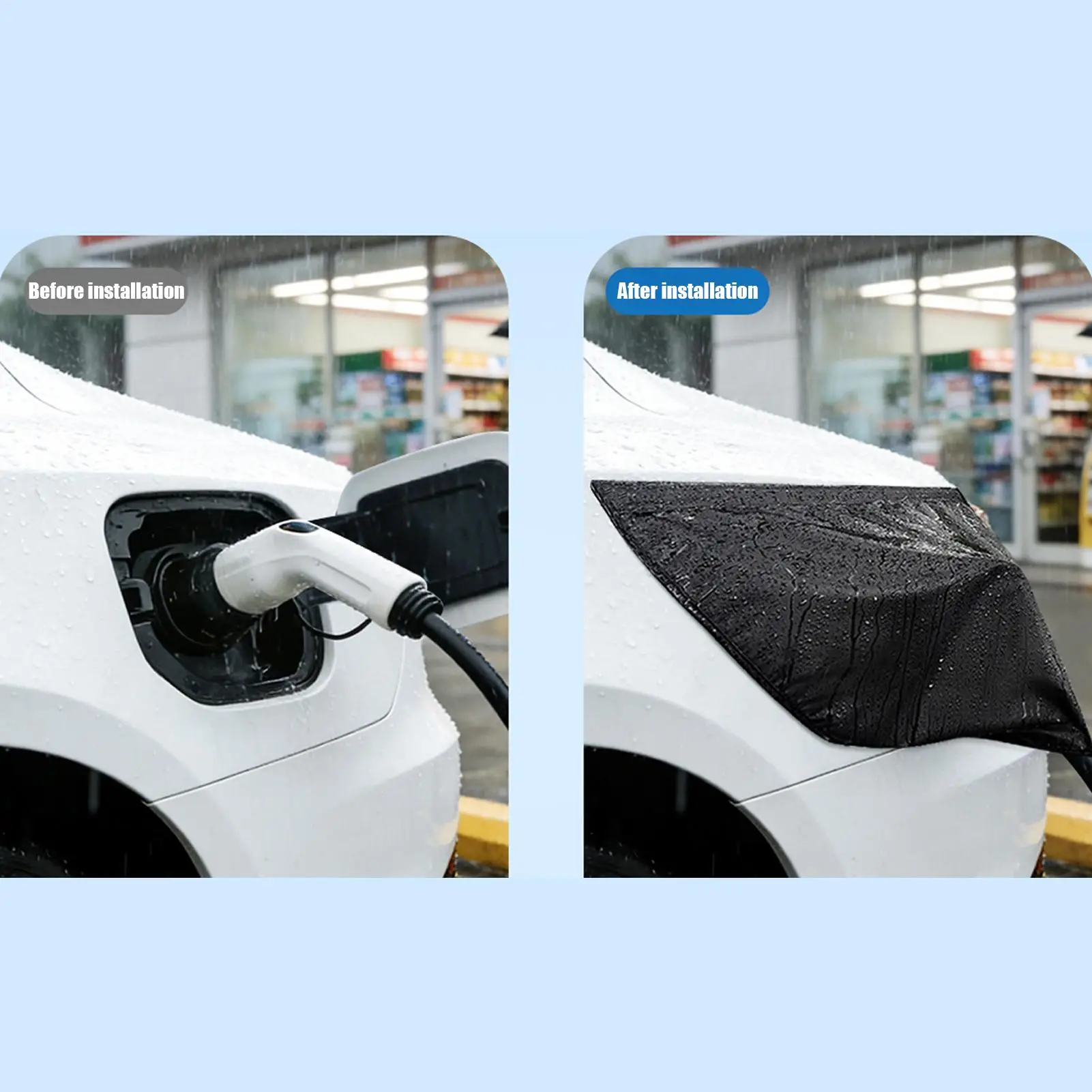 

EV Charge Port Cover Magnetic Rainproof Protector EV Car Charging Port Cover Waterproof Oxford EV Charger Protective Cover