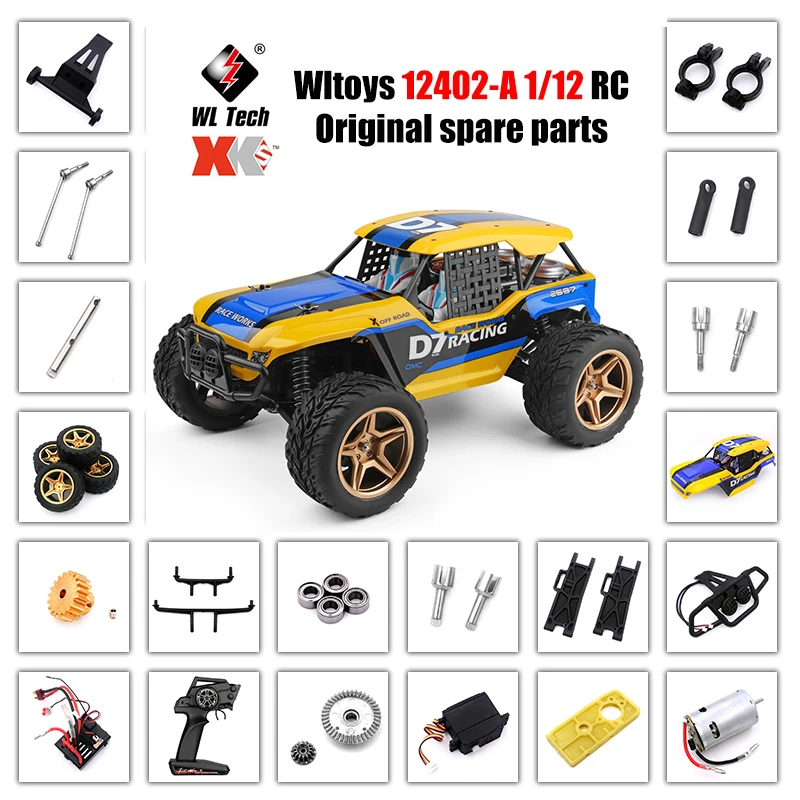 

WLtoys 12402-A 12402a RC Car Spare Parts Shell Tires Servo Motor Gear Remote Controller Receiver Drive Shaft Swing Arm Etc