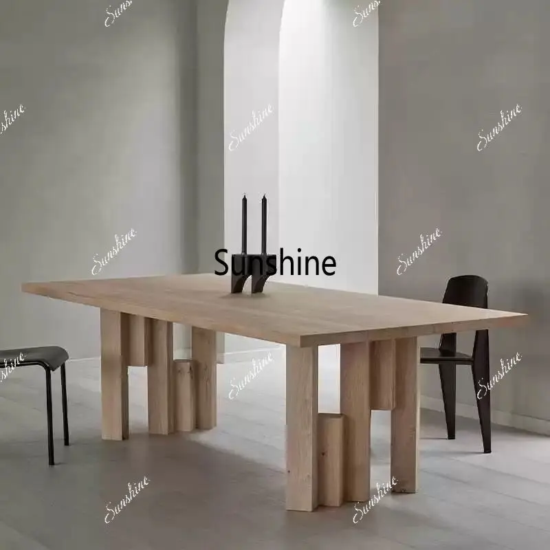 Simple and modern negotiation table Solid wood household rectangular dining table