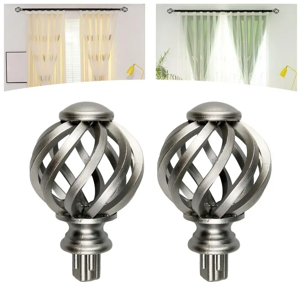 Replacement Curtain Rod Finials Spiral Plastic Window Head Rods Birdcage Not Deform Spiral Ball Drape Accessories Drape