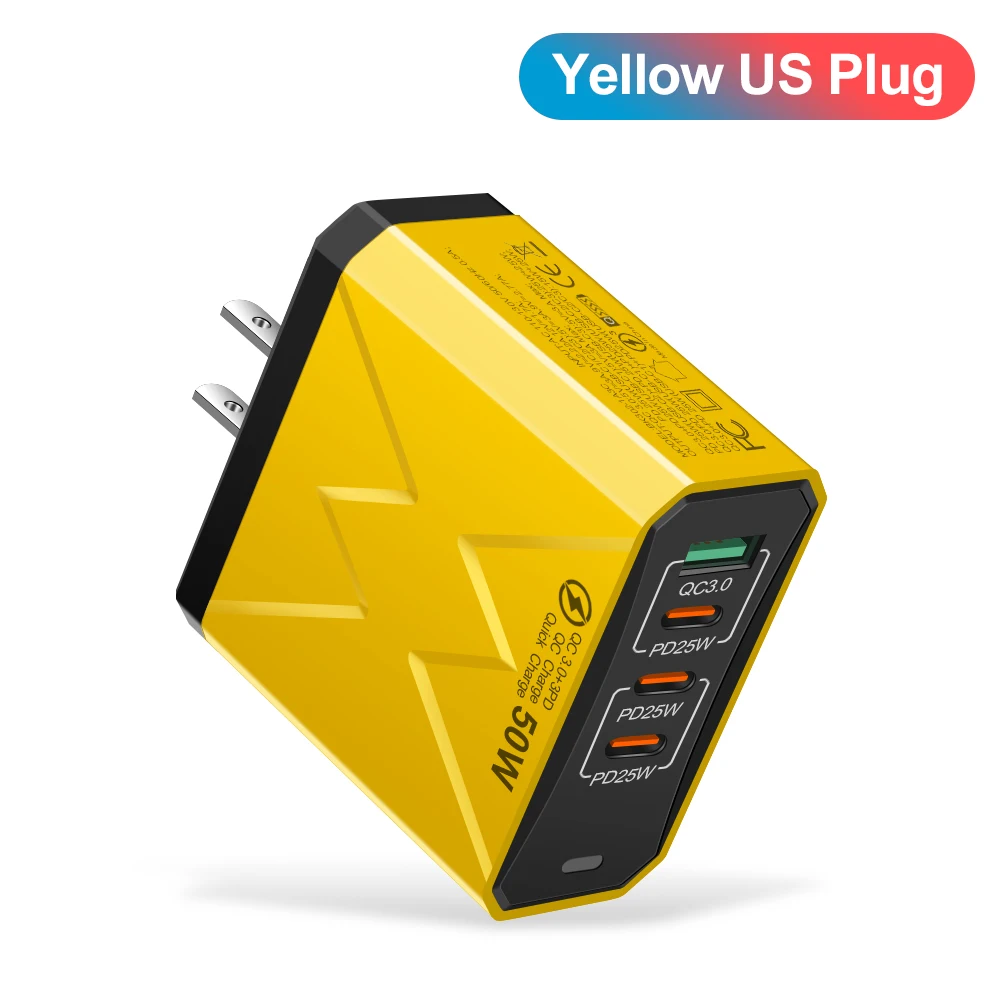 GUSEYEE Insgesamt 100 W 4 Ports Ladegerät USB Schnellladung 3.0 Handy-Wandadapter für iPhone Samsung Xiaomi Huawei Schnellladung 10