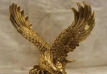 Chinese Folk Culture Handmade Old Bronze Brass Statue Lucky The eagle Sculpture R0713