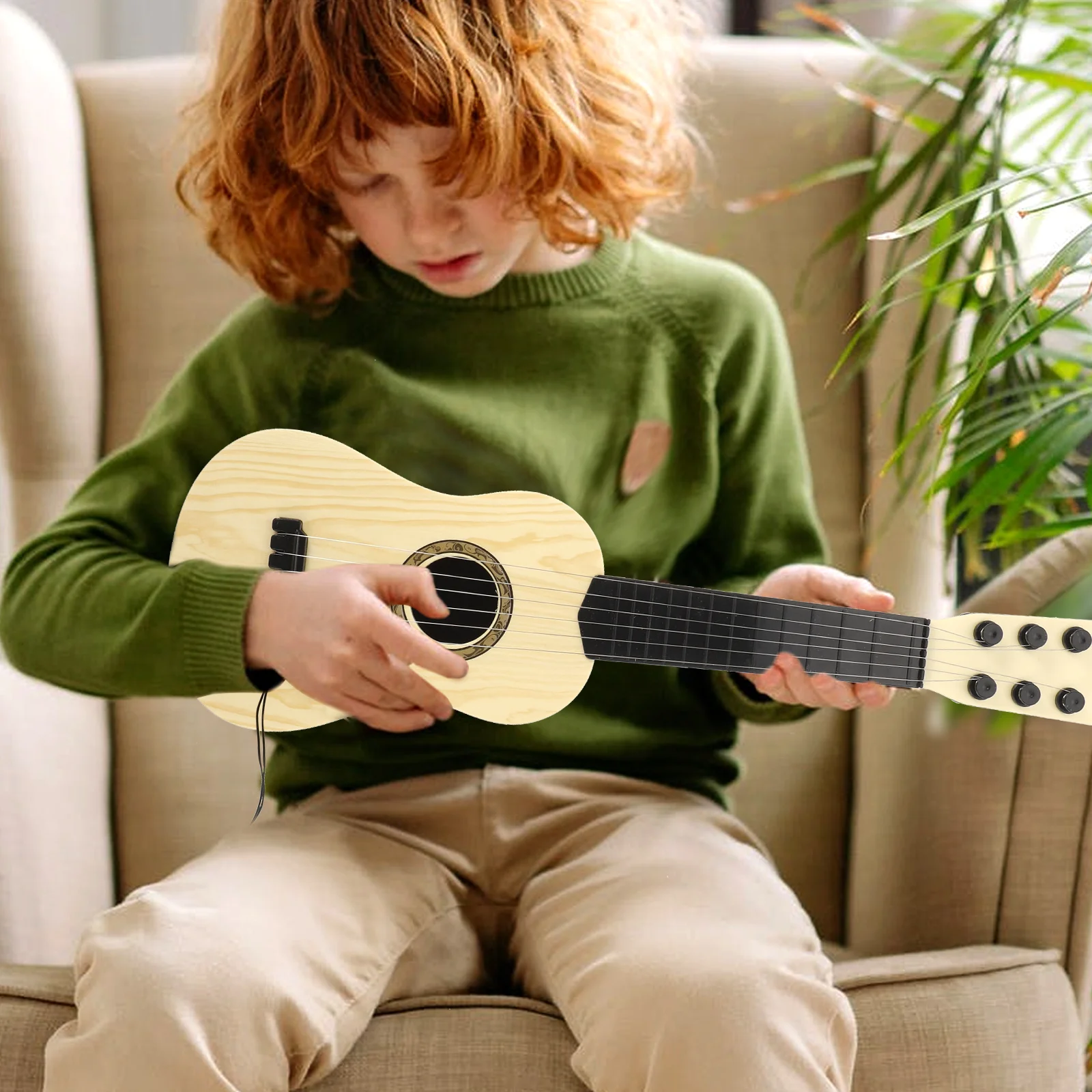 Brinquedo de guitarra infantil para meninos, instrumento musical para iniciantes, ukulele de plástico