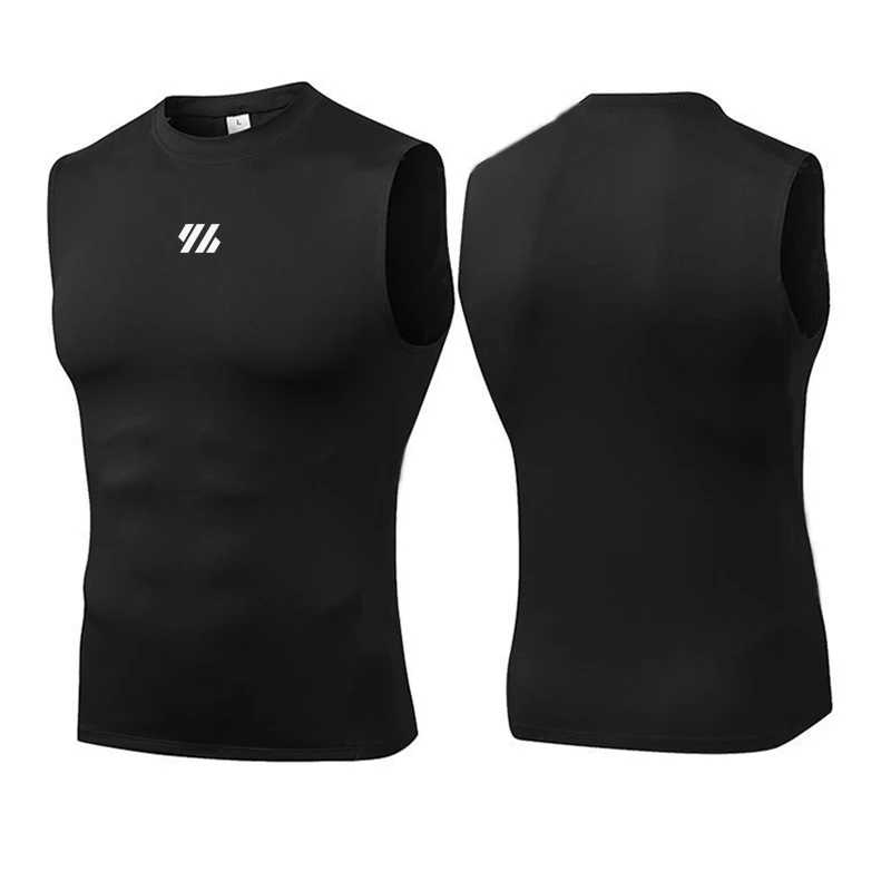 Summer Breathable Fitness Quick Dry Tank Tops Compression Tight Gym Running Vests Mens Bodybuilding Sports Sleeveless T-shirts