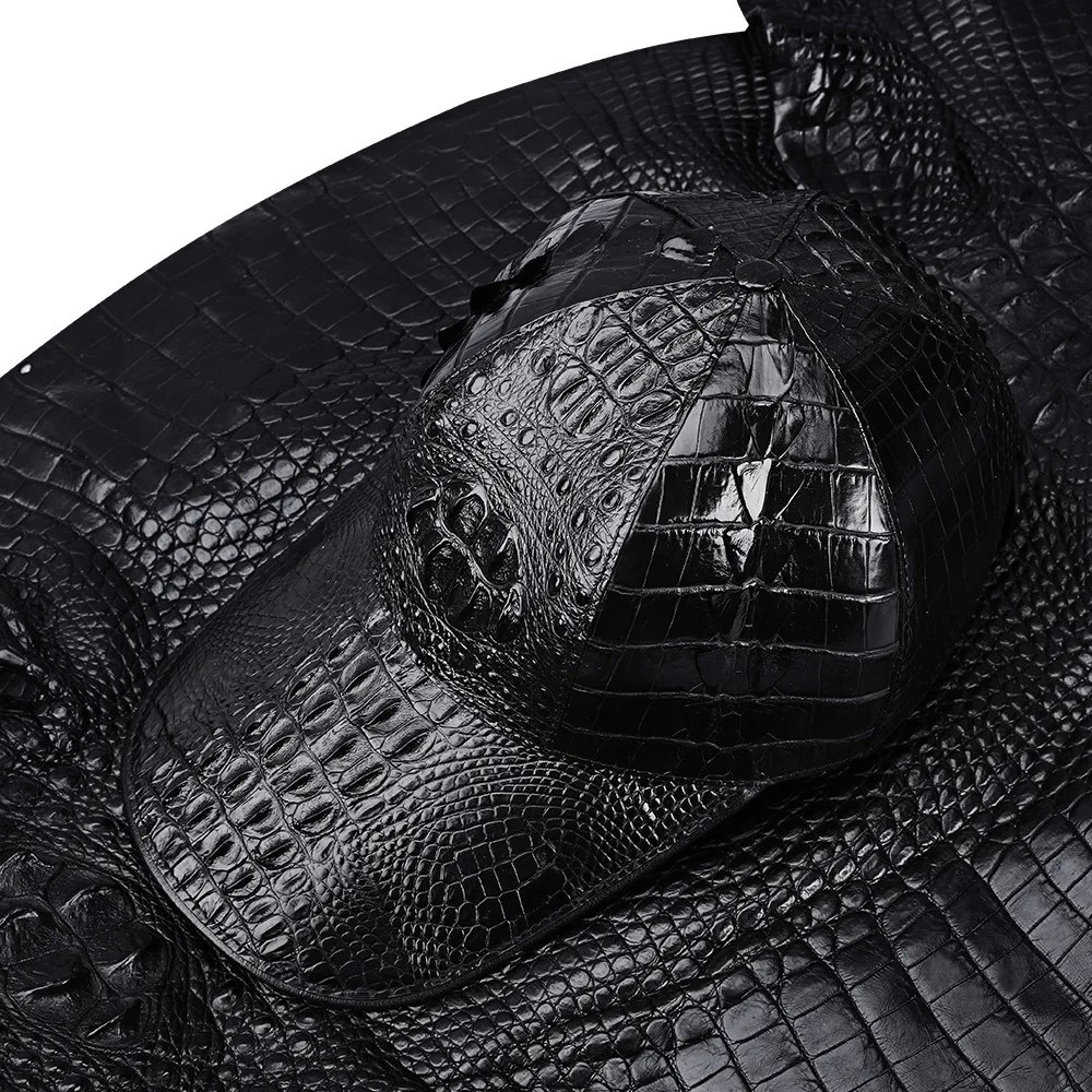 2023 New Crocodile Skin Peaked Cap Sun Protection And Sunshade Hat Genuine Leather Unisex Golf Hat Baseball Hat 45