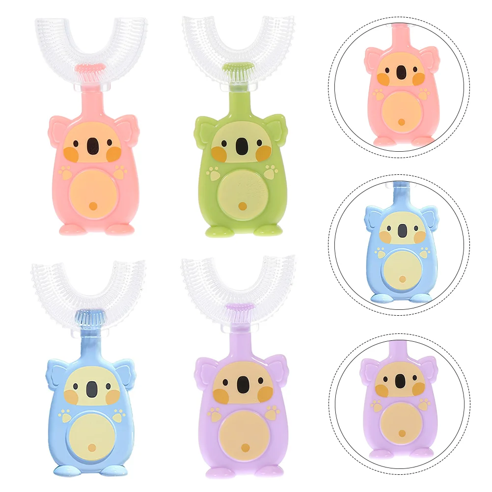 4 Pcs Manual U-shaped Toothbrush Kids Teeth Toothbrushes Silicone Children’s Teether Lovely Handheld
