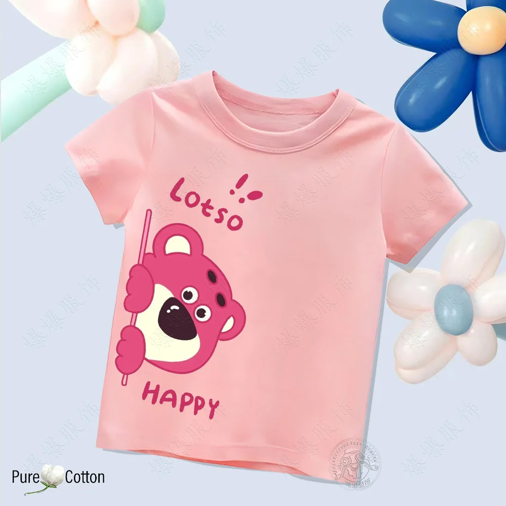 Cotton T-shirt Kids Summer Fashion Girl Baby Princess Short Sleeve cartoon cute sweet printed round neck fun cotton girl