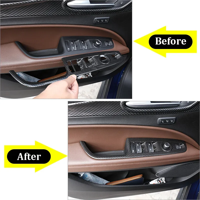 For Alfa Romeo Stelvio 2017-2020  Car Interior Carbon Fiber Window Lift Button Frame Cover Trim  Accessories Left Hand Driving