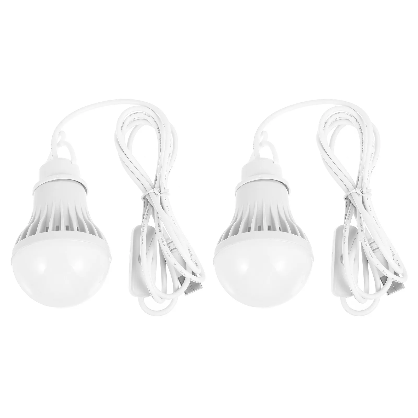 2Pcs USB Charging Light Bulb Portable 5W Camping Lamp Lightweight Easy Install for Picnic Barbecue Reading Tent Outdoor Use