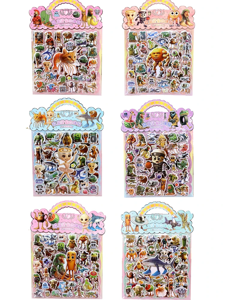 AliExpress NONE 1/6Pcs Double Layered Italian Brainrot 3D Sticker Tung Tung Tung Sahur Tralalero Tralala Bag Bike Laptop Decoration Gifts