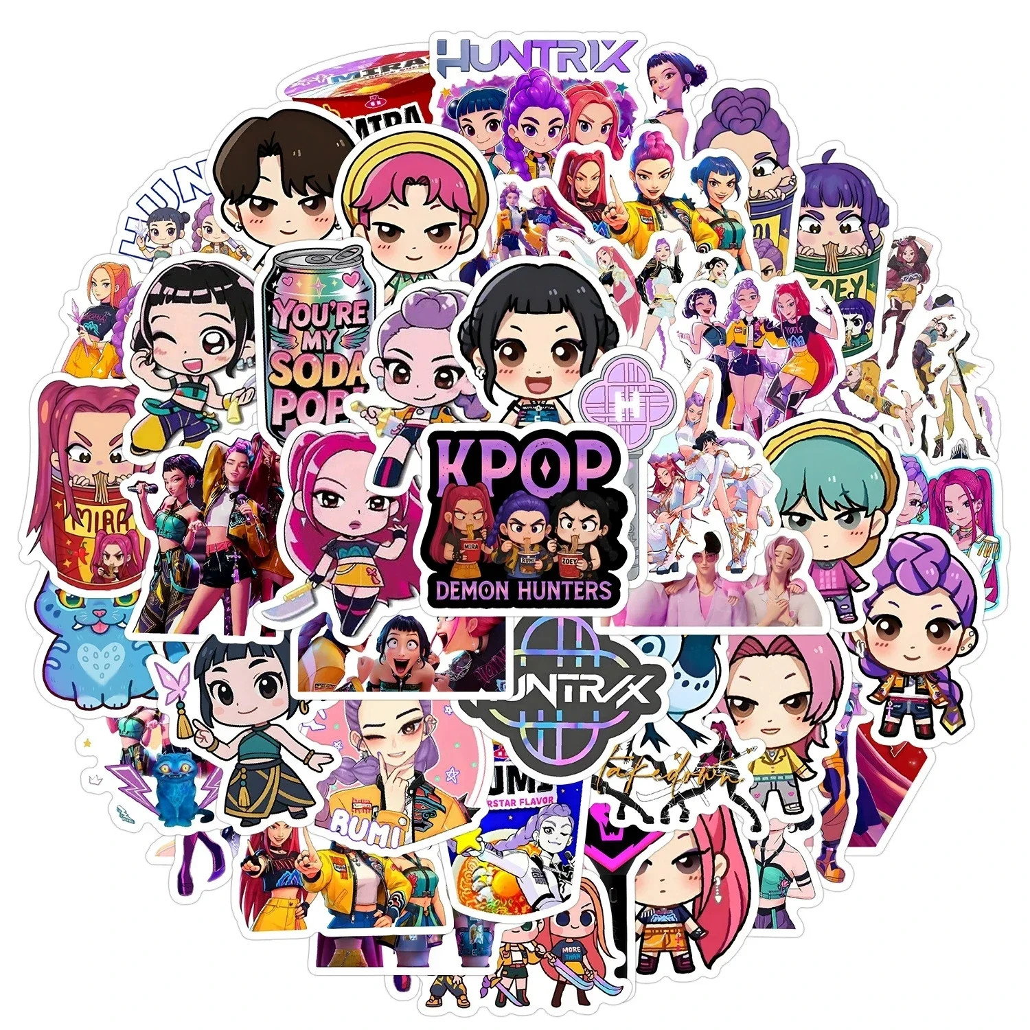 2025 جديد 50 قطعة KPOP أنيمي شيطان الصيادين الكتابة على الجدران ملصقات مجموعة مقاوم للماء ديكور ل كوب ماء محمول محمول مجموعة فريدة من نوعها