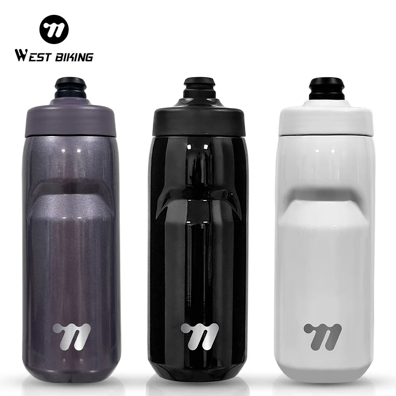 WEST BIKING Stainless Steel Cycling Water Bottle 24H Cold/Hot Keeping 550ml Fitness Vacuum Cup Gym Insulated Bottle Sport Bottle