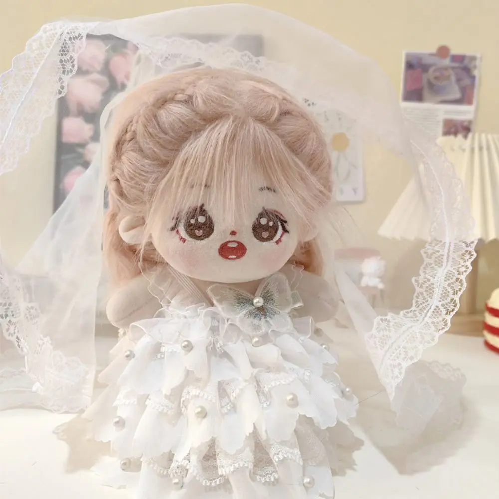 

Wedding Dress 20cm Cotton Doll Clothes White Gauze Skirt Dress Up Cotton Doll Outfit Dress Mini Cute 20cm Doll Flower Dress