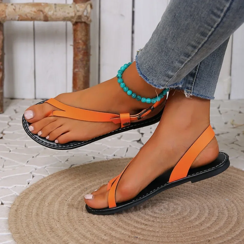 Women Sandals 2024 New Summer Shoes for Women Open Toe Casual Flip Flops Woman Sandals Buckle Strap Soft Bottom Ladies Shoes