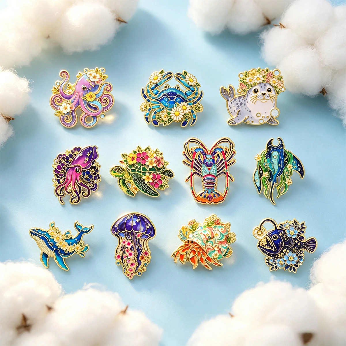 Cartoon Marine Life Series Lapel Pins for Backpack Soft Enamel Pin Women Brooches for Clothes Men Badges Jewelry Accessories