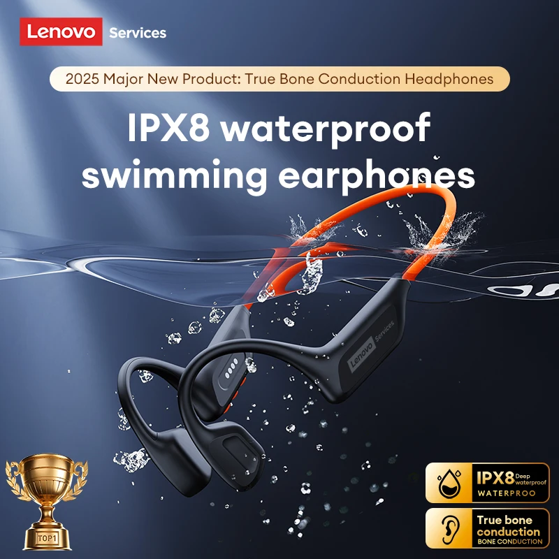 Lenovo S106 Bone Conduction Earphone Bluetooth 6.0 IPX8 Waterproof Headphones Wireless MP3 Headset with Mic For Swimming Running