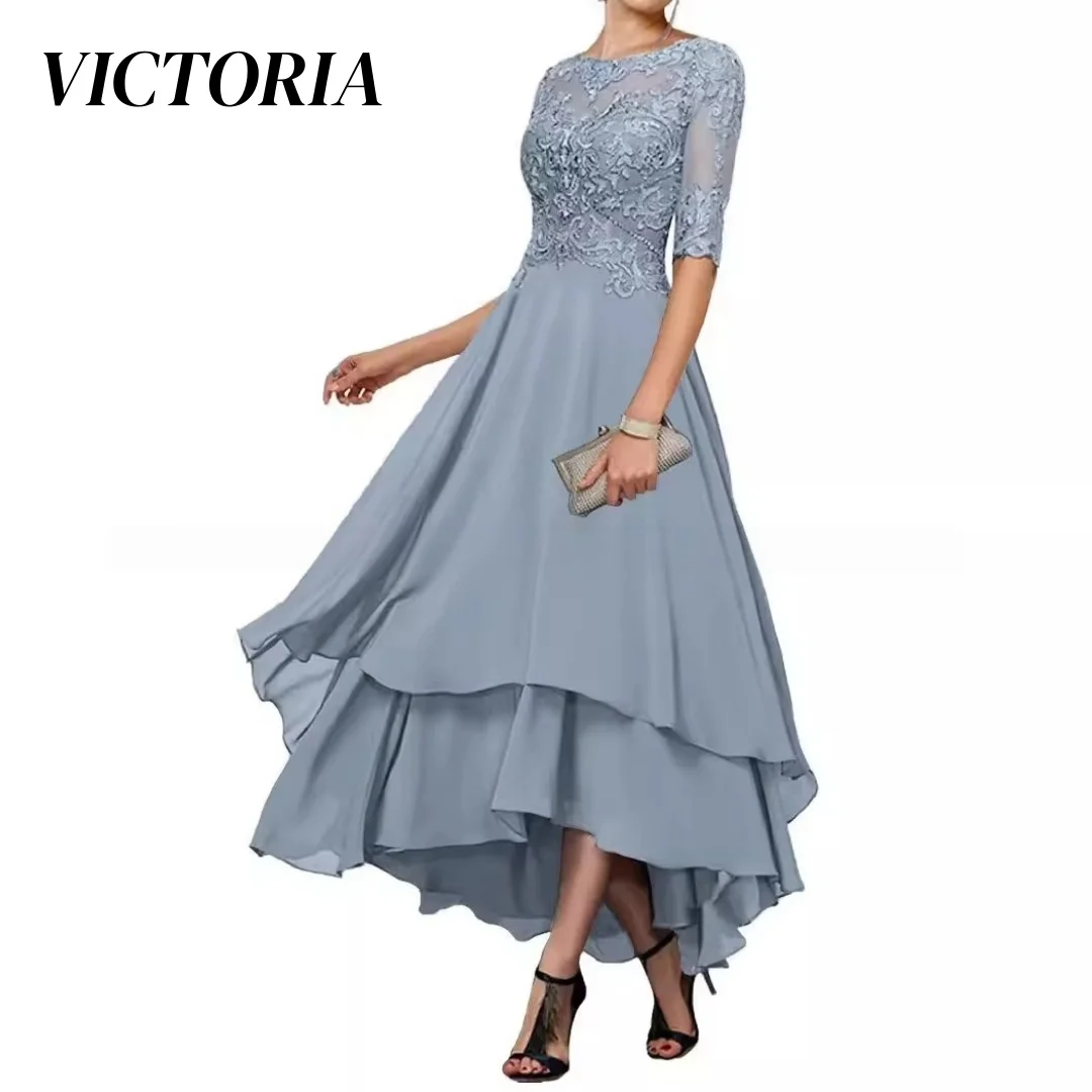 VICTORIA Fashion Column Floor Length Beading Skirts Tulle Illusion Floral women's wedding partyMother Of The Bride Dresses Cu