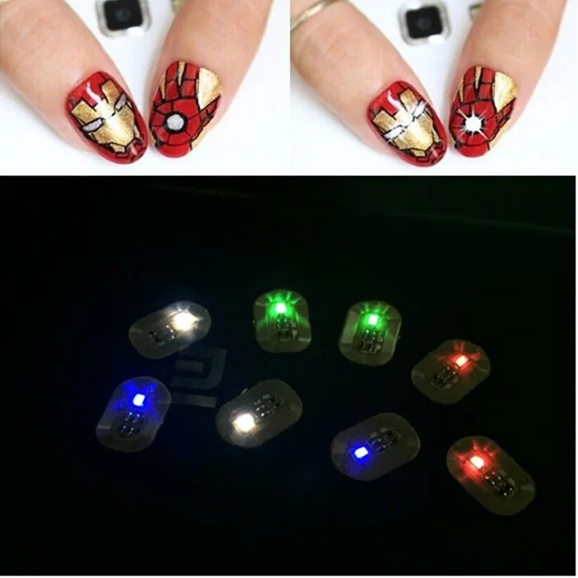 1Pc NFC LED Nail Blue Light Fast Reading Ntag 213 Smart Name Tag Digital Business Card Social Recognition Self Adhesive Nail Tag