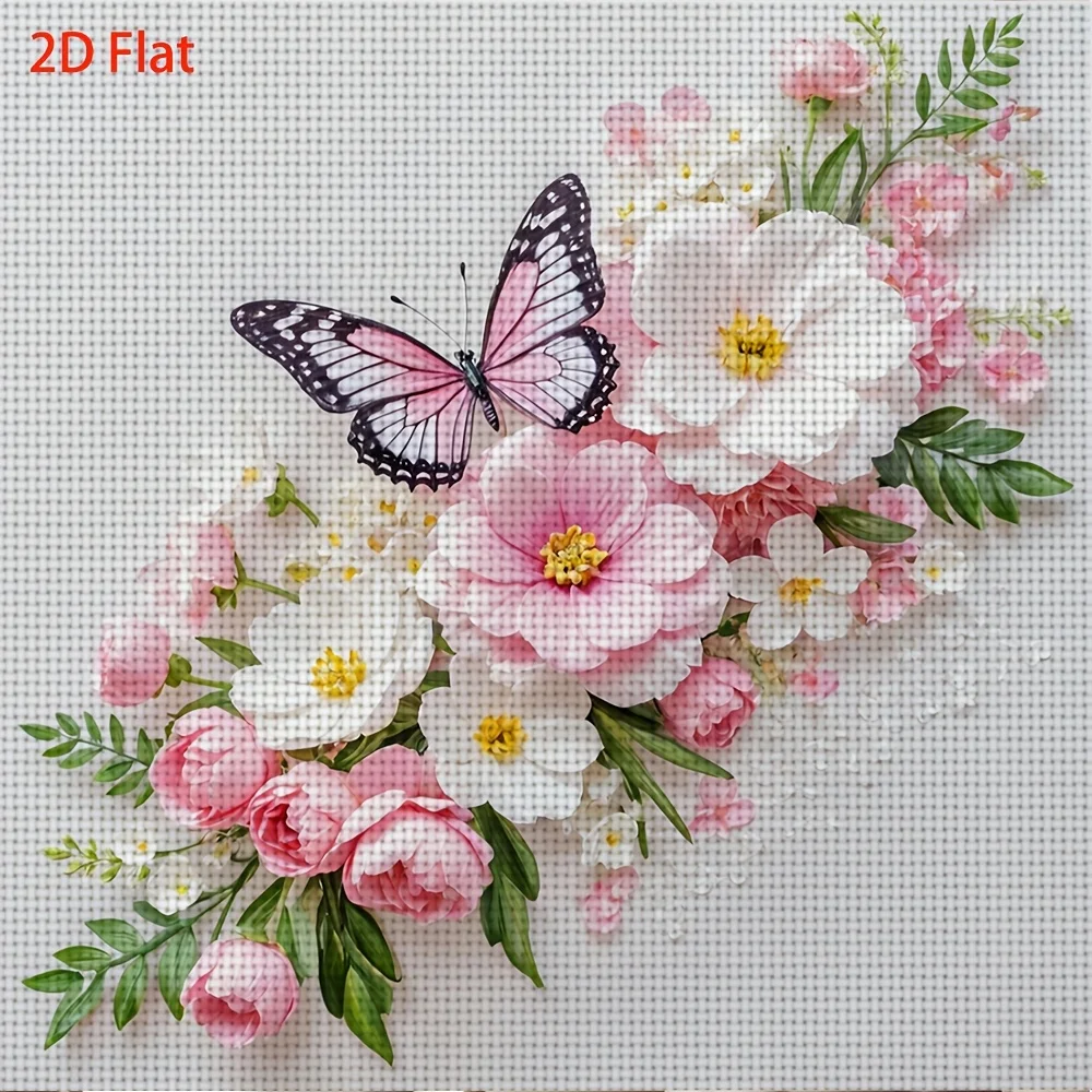 1PC 36X36cm/14.17X14.17inch, 11CT Print Cross Stitch DIY Kit, Monarch, Adult Beginner's Relaxed Cross Stitch