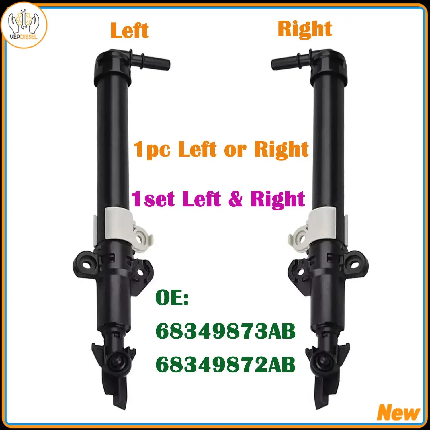 

New Left &/or Right Front Headlight Washer Nozzle Headlamp Cleaning Spray Pump 68349873AB 68349872AB ﻿For Jeep Grand Cherokee