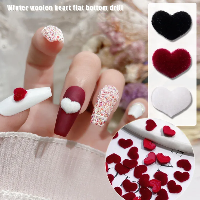 Winter Pluizige Liefde Nail Art Charms Decoraties 3D Pluizige Nagel Sieraden DIY Nail Art Accessoires Mode Nagel Ontwerp Decoraties