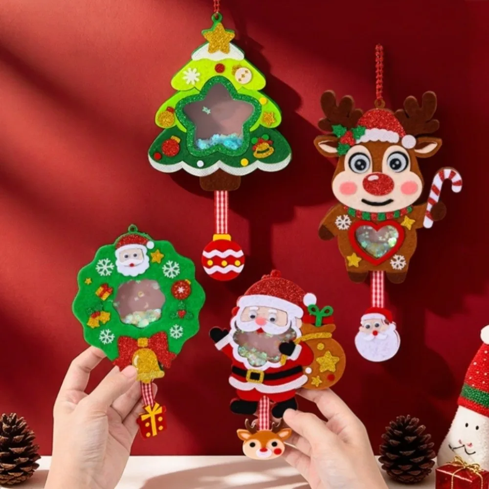 Christmas Wreath DIY Christmas Pendant Santa Claus Elk Xmas Non-Woven Charms Snowman Christmas Tree Shaking Sequins Christmas