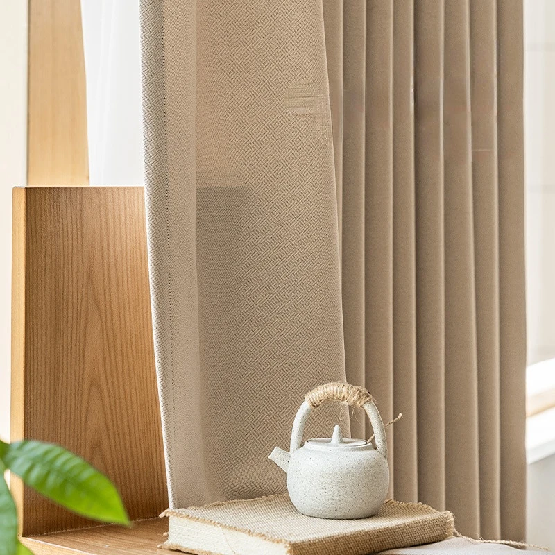 

Double-sided hemp curtains full blackout fabric thickening modern minimalist bedroom soundproof curtain fabric 1