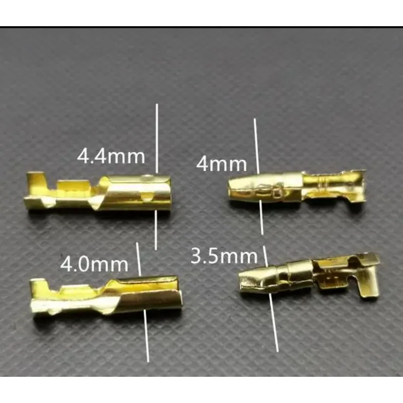 100sets  Bullet terminal Male and female 4mm/3.5mm single hole plug spring Round plug spring Cold crimp terminal