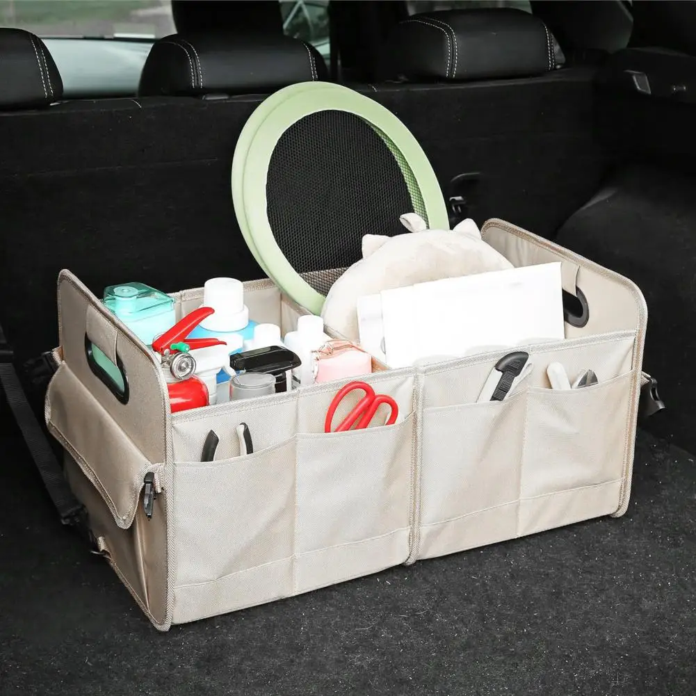 Car Cargo Holder Spacious Car Trunk Organizer with 9 Pockets Foldable Design Handles Ideal for Suvs Minivans Multi Compartment