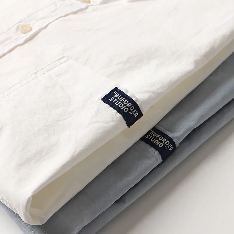 

High Quality Retro Washed Pure Cotton Casual Collared Short Sleeve Men's Shirt Versatile Color Summer Fashionable Top