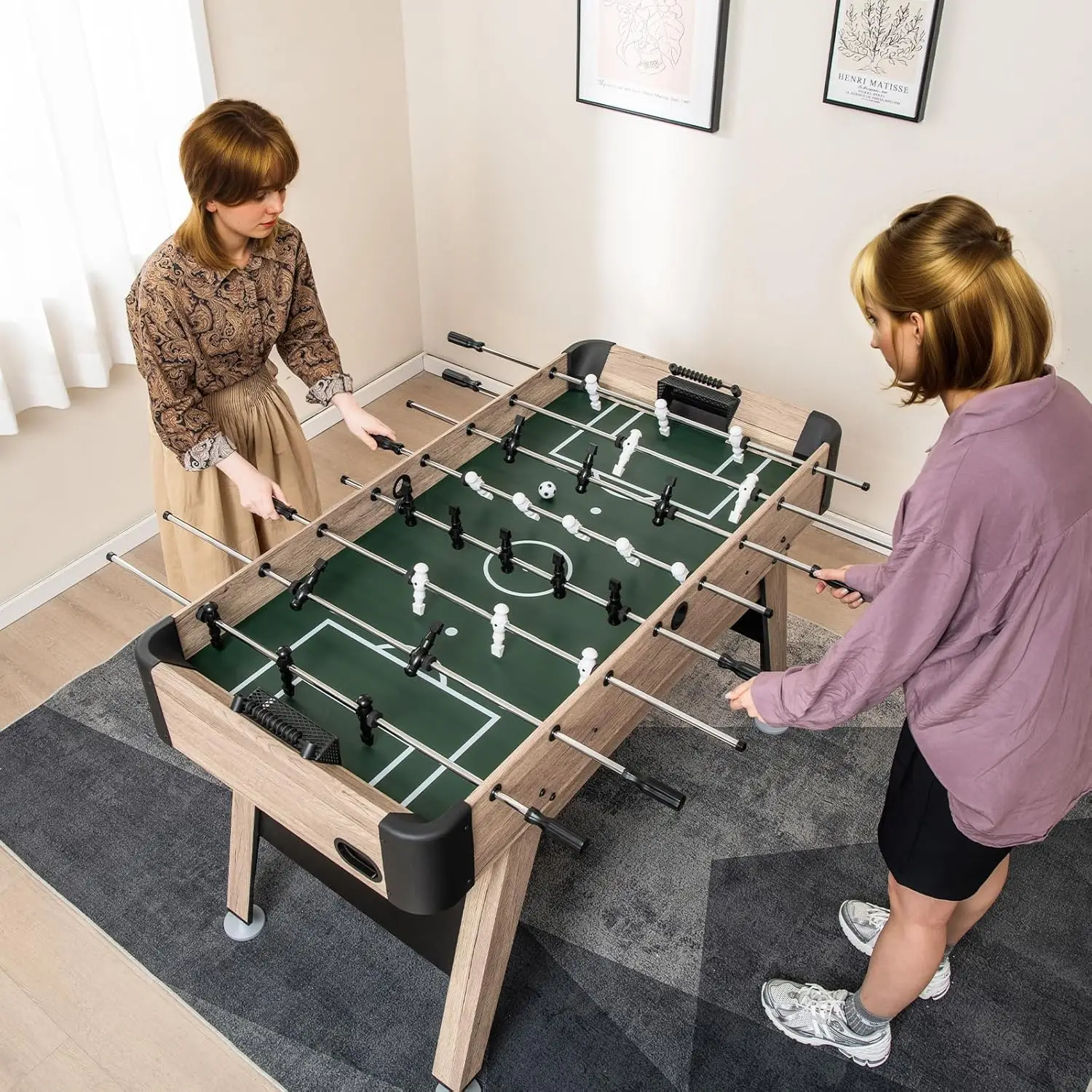 54” Foosball Table for Adults, Competition Full Size Soccer Game Table with 2 Balls, 26 Players, Adjustable Leg Levelers, Arcade