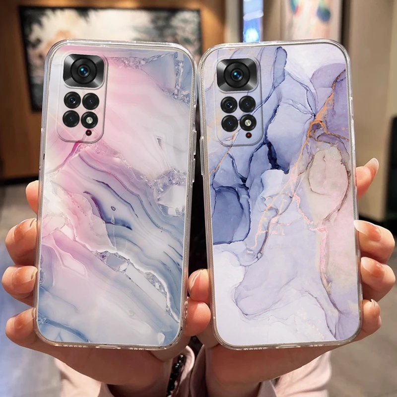 Модный элегантный пастельный мраморный чехол для телефона Redmi 12 10 9T Note 14 13 Pro 12S 11S 10 Pro 10T 10S Poco M3 Pro 5G Прозрачный чехол из ТПУ