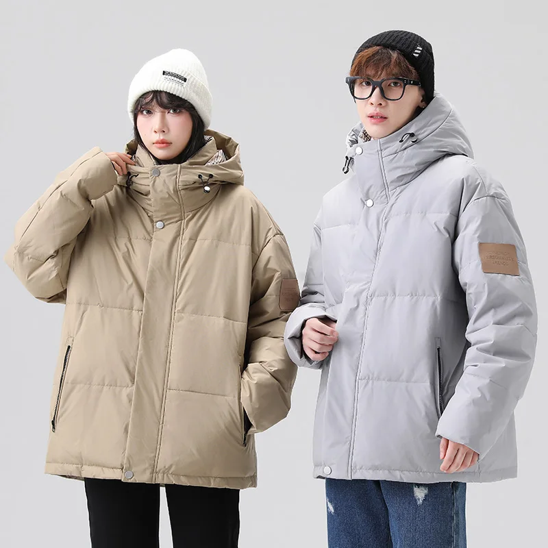 Winter CLothing Wave Cut Down Jacket Men Hooded Windbreaker Solid Streetwear