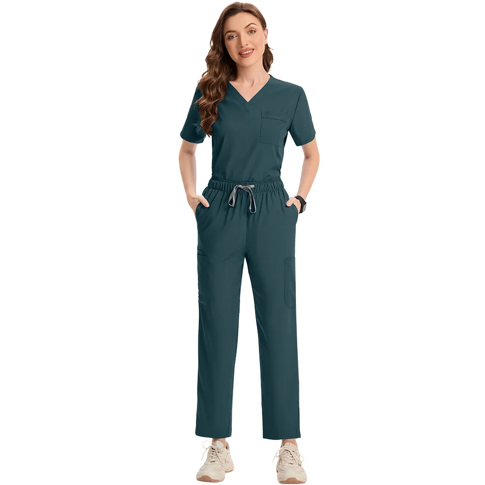 New Color Release Quick‑Dry Stretch Scrub Set Plus Size Doctor Nurse Uniform Solid Color Thin Casual Comfortable Workwear Jaleco