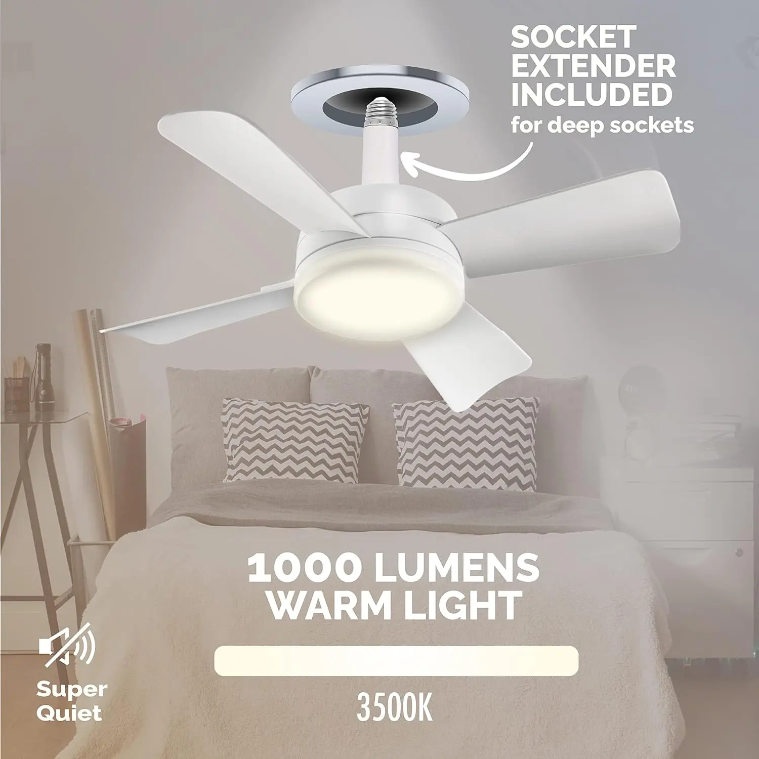 Imagem -04 - Soquete Fan Light com Luzes e Controle Remoto Original Luz Quente Ventiladores de Teto com Substituição para Lâmpada