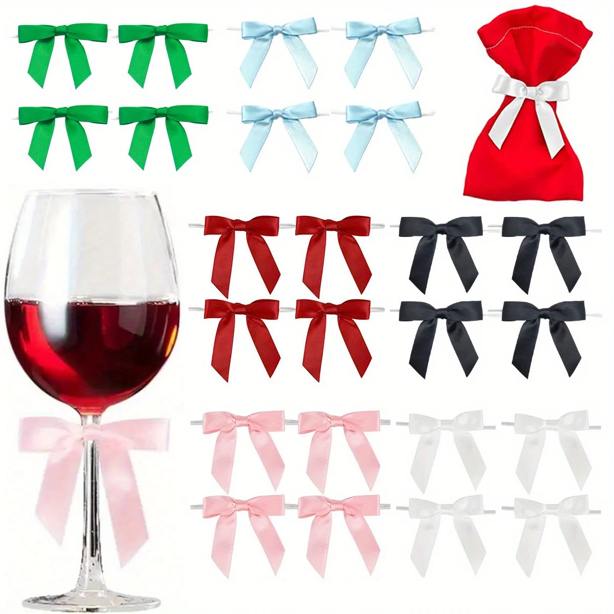 20 piezas lazos de lazo torcido, lazo de cinta de satén para envolver regalos, bolsa para botella de champán, manualidades, regalo DIY, boda, despedida de soltera, Navidad