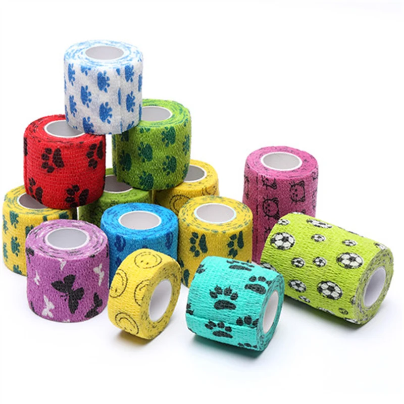 Pet Bandage Elastic Self Adherent Cohesive Bandage for Dog Cat Horse Non-Woven Self Adhesive Sport Tape for Knee Ankle