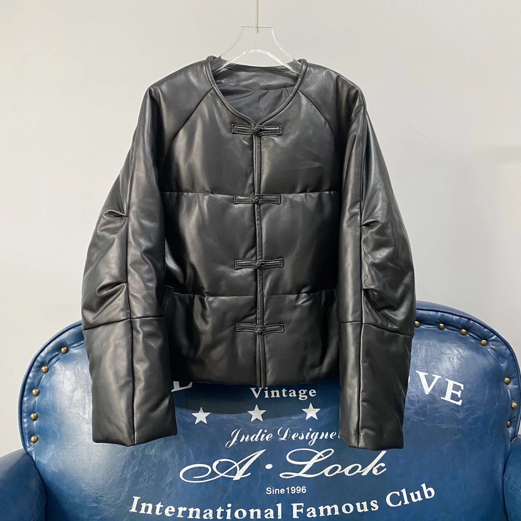 本革 Du down Jaet レディース オートスリーブ 新しい中国風スリーブ 冬用コート 通勤用スリーブ シープスキン生地 ロングスリーブ