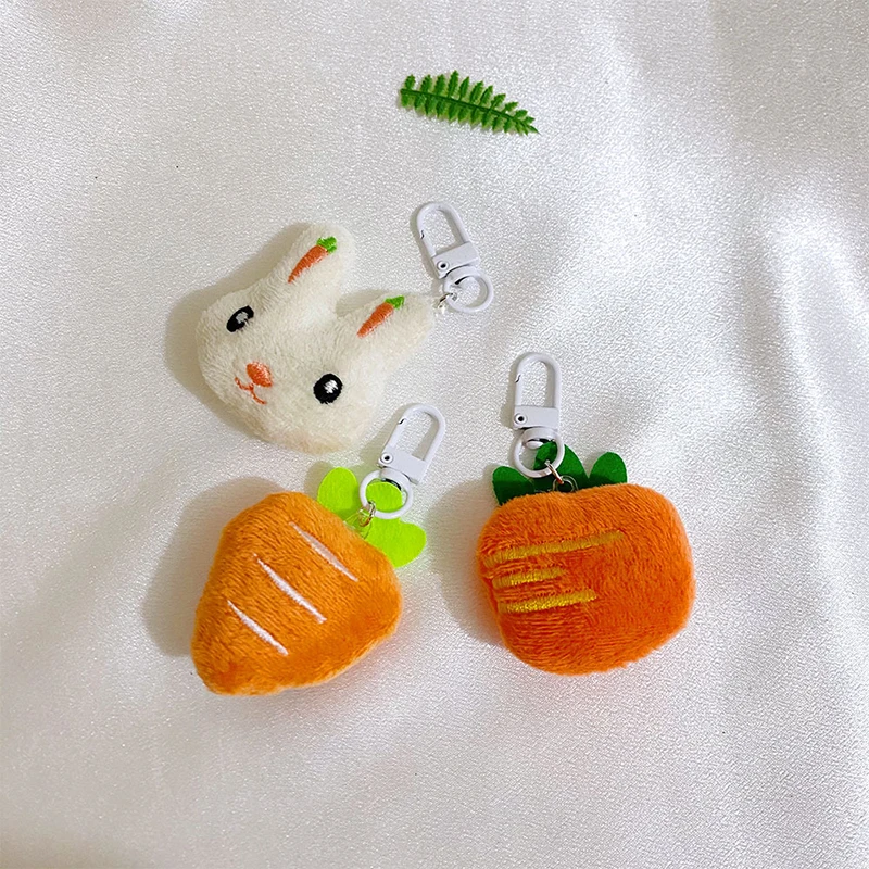 

Lovely Plush Carrot Rabbit Doll Keychain Stuffed Bunny Keyring Car Key Chains Cute Bag Pendant Backpack Decor