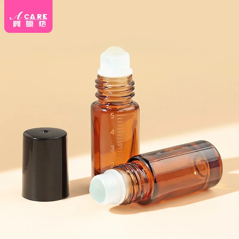 تعبئة فرعية/كرة E1-بني داكن عطر محمول عينة زجاجية مطرزة بالزيت العطري للسفر المحمول