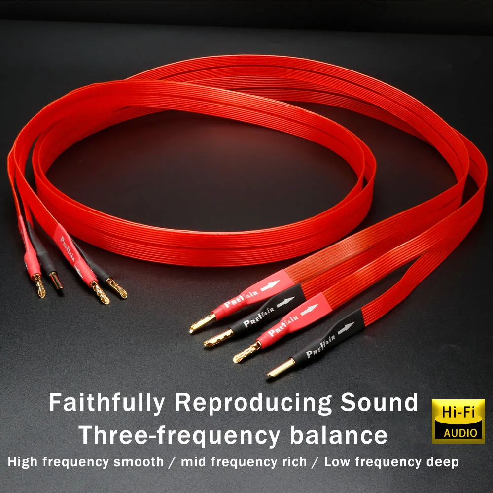 

Hifi OCC Copper Speaker Cable Silver Plated High end Speaker Cable Wire with Gold Plated Banana Plug Premium Audio Wire