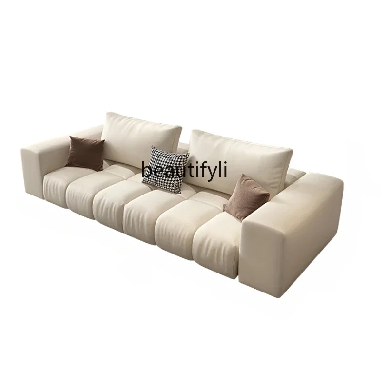 

Light Luxury Leather Sofa Living Room Modern Simple First Layer Cowhide Tofu Module Sofa furniture living room
