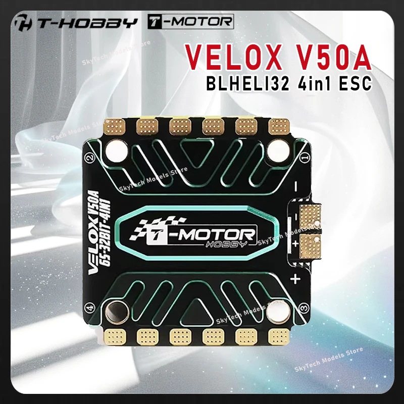 

T-MOTOR T-HOBBY VELOX V50A 32-битный BLHELI32 4-в-1 ESC 3-6S LIPO с прошивкой T4 02, 30.5x30.5мм для RC FPV гонок