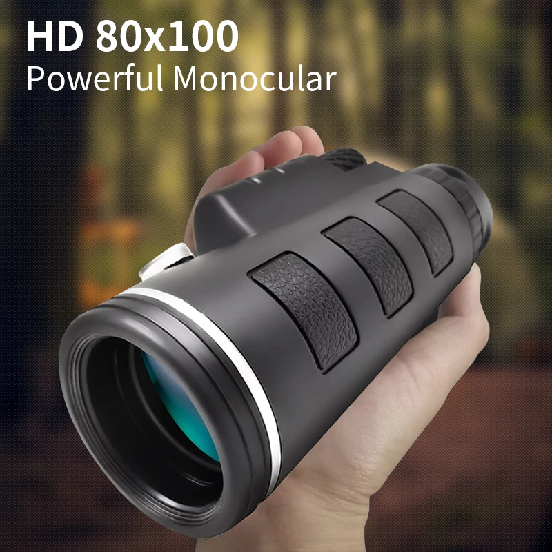 

80x100 Powerful Telescope Monocular High Definition Zoom With Compass BAK4 Prism Fmc Coating For Hunting Camping Tool