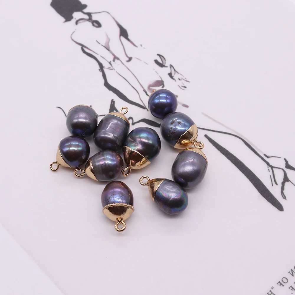 Round Natural Baroque Pearl Pendant Purple Black Jewelry Freshwater Pearl Accessories Necklace Accessories DIY Handmade Gift