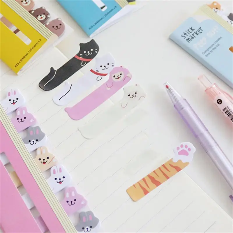 10/5/3/1pack Lytwtw's Kawaii Stationery Cartoon Animals Marker Memo Pad Bookmark Flags Index Tab Sticky Notes Label Paper Sticke