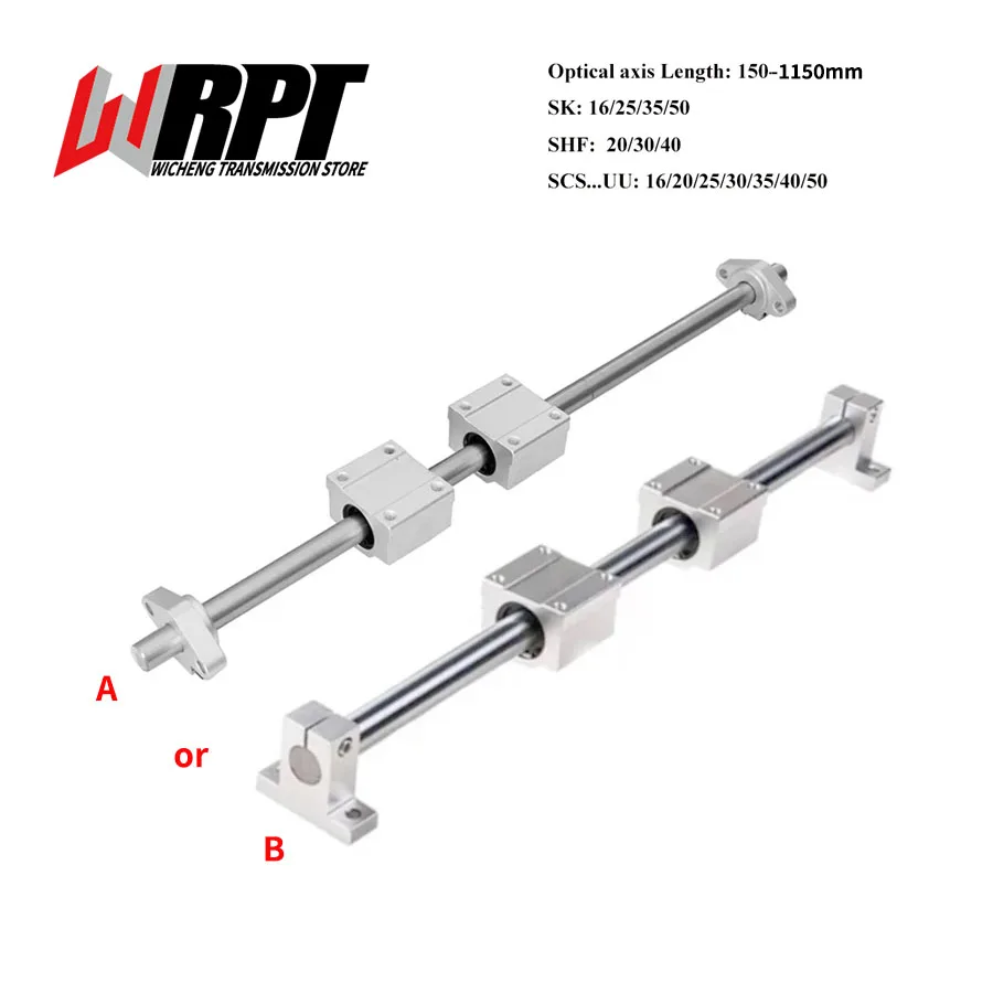 

Linear Optical Axis 1PC OD16/20/25/30/35/40/50mm+2PCS SK16/25/35/50 SHF20/30/40 Support Seat+2PCS SCS Linear Bearing Blocks