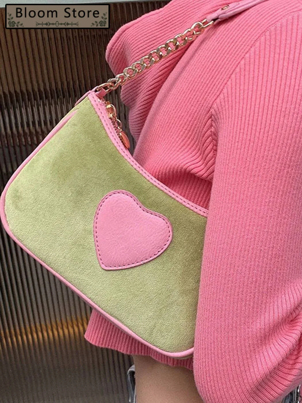 Bloom Haruku Heart Y2k Bags Women 2023 Sweet Cool Girls Casual Vintage Underarm Ladies Fairycore Cute Shoulder Bag Chic