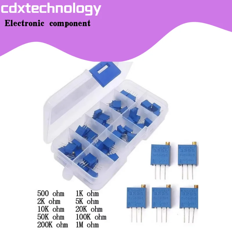 3296W Potentiometer package Adjustable potentiometer package 500R-1M each 5 with a total of 10 kinds of boxes