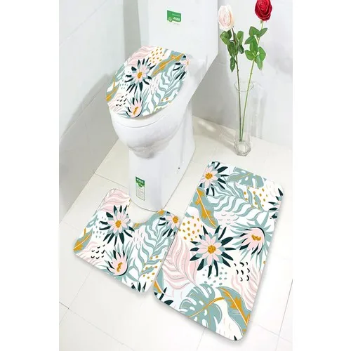 Inca Carpet Antibacterial Washable Non-Slip Dot Sole 3'lü Toilet Seat Pad (60CM x 100CM - 55CM x 60CM - 47CM x 50CM) İNKZ6041